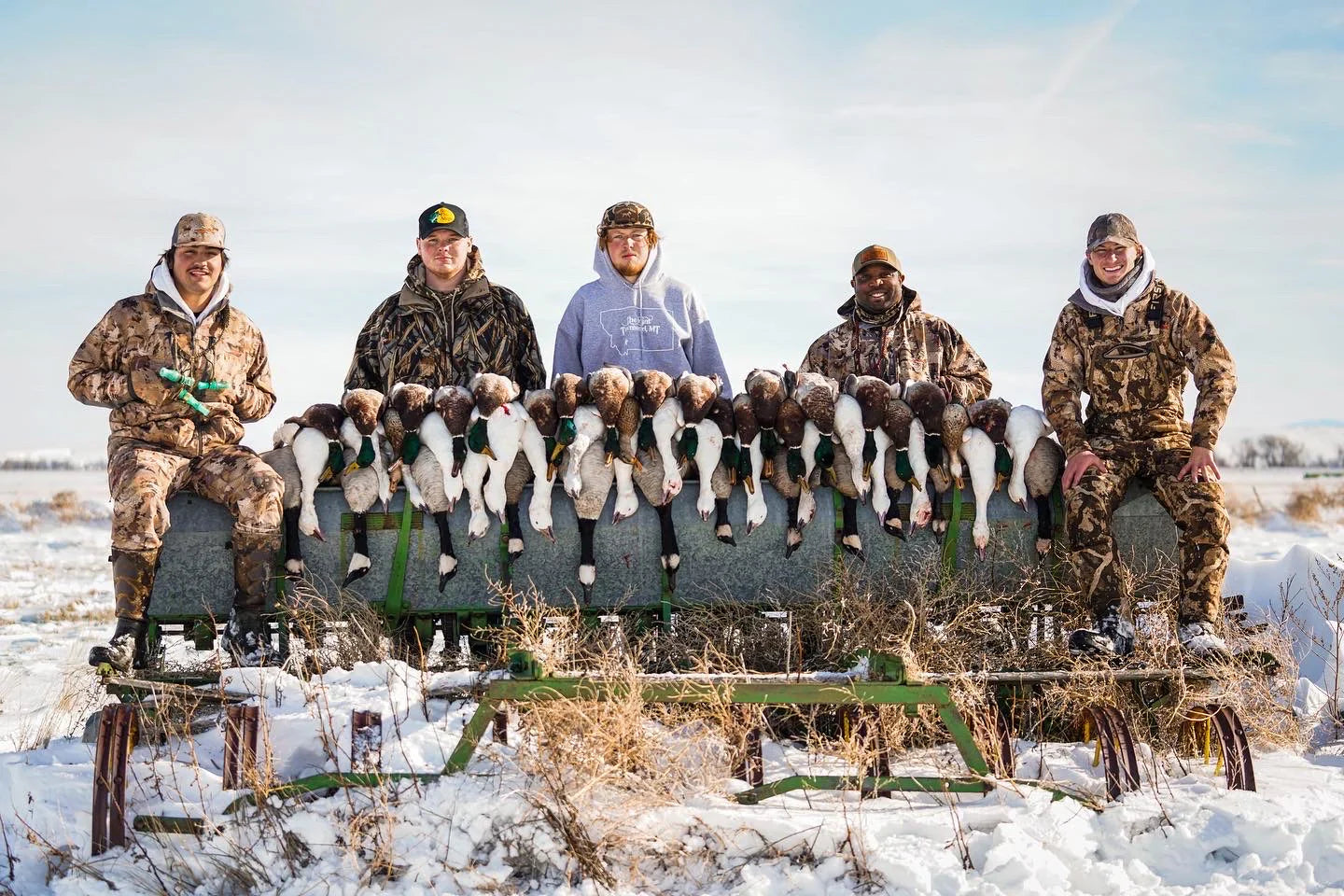 group of guys waterfowl hunting in Montana