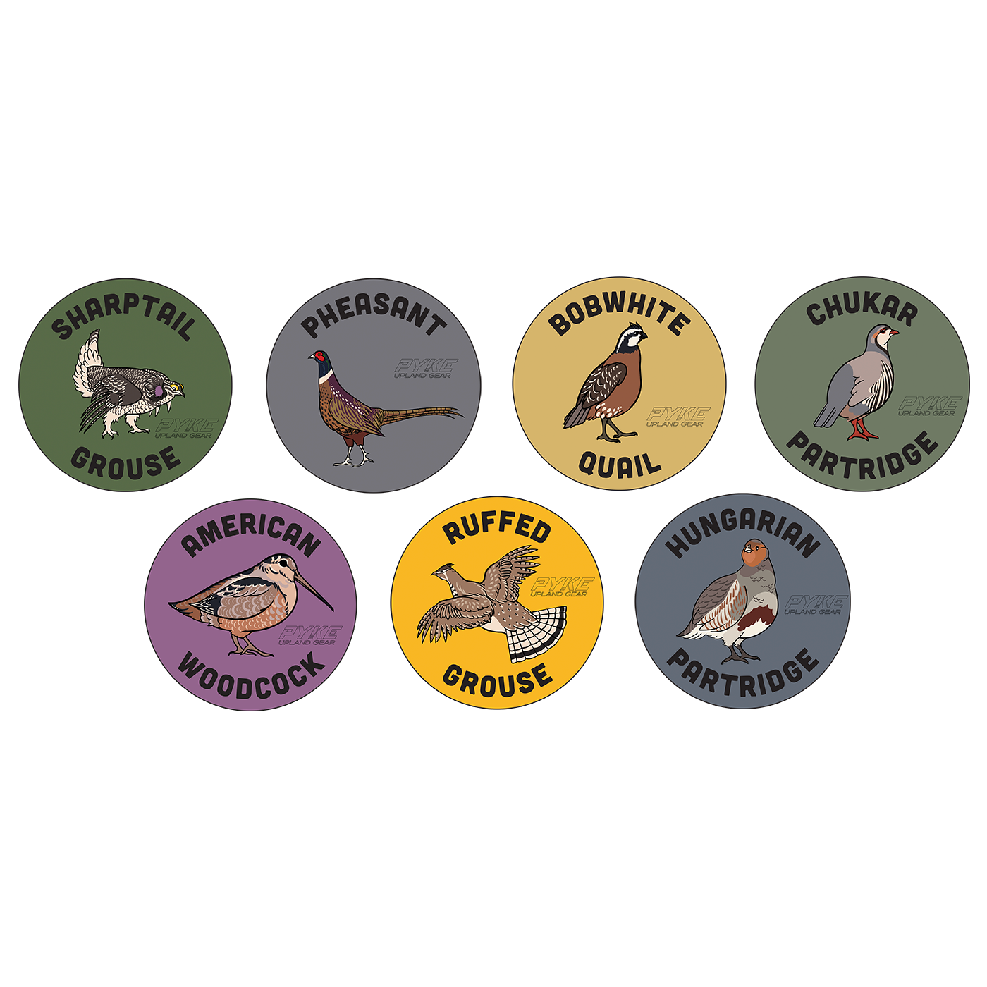 Pyke Upland Bird Stickers 3"